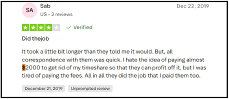 Customer Reviews and Ratings For Timeshare Specialists